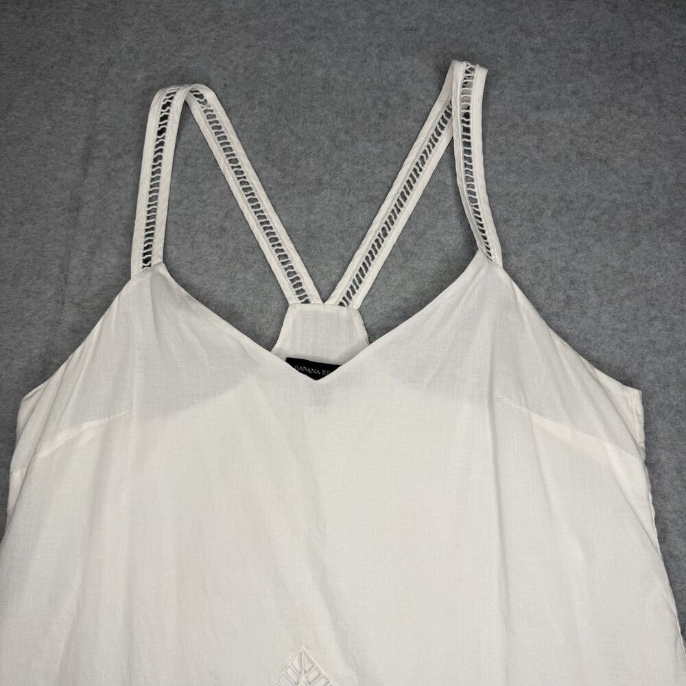 Banana Republic White Cut Out Embroidered Cami Size Small 100% Cotton Preppy - Picture 4 of 13